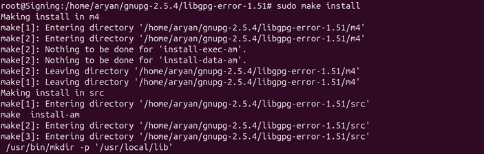 Libgpg error install output