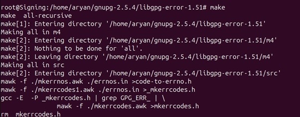 Libgpg error make output