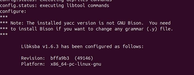 Libksba configure output 2