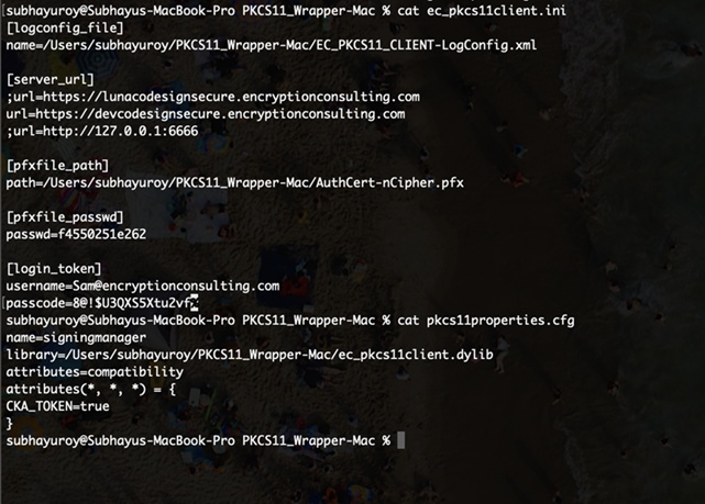 Config files content mac output