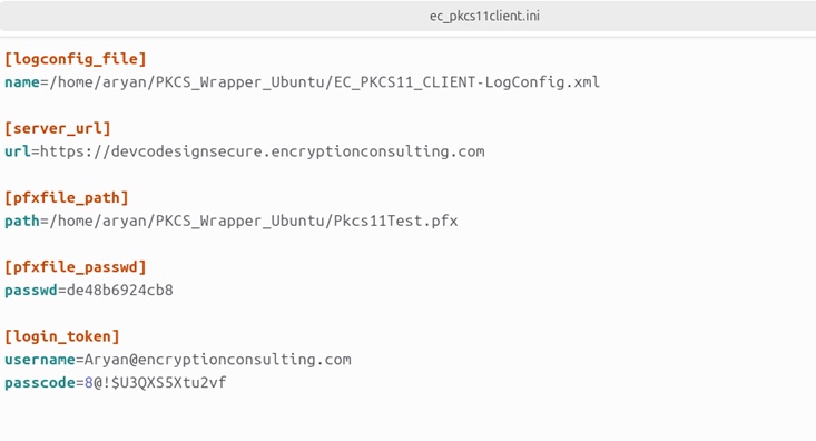EC pkcs11client ini linux output