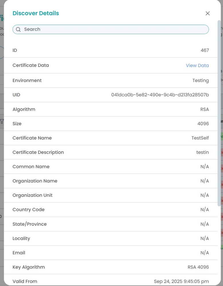 Certificate UID details output