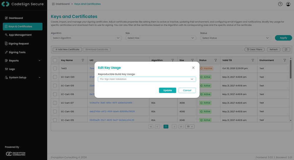 Edit certificate key usage output