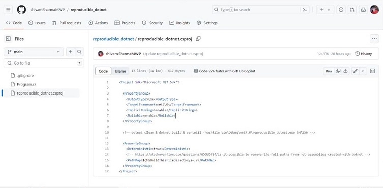 GitHub repo config output
