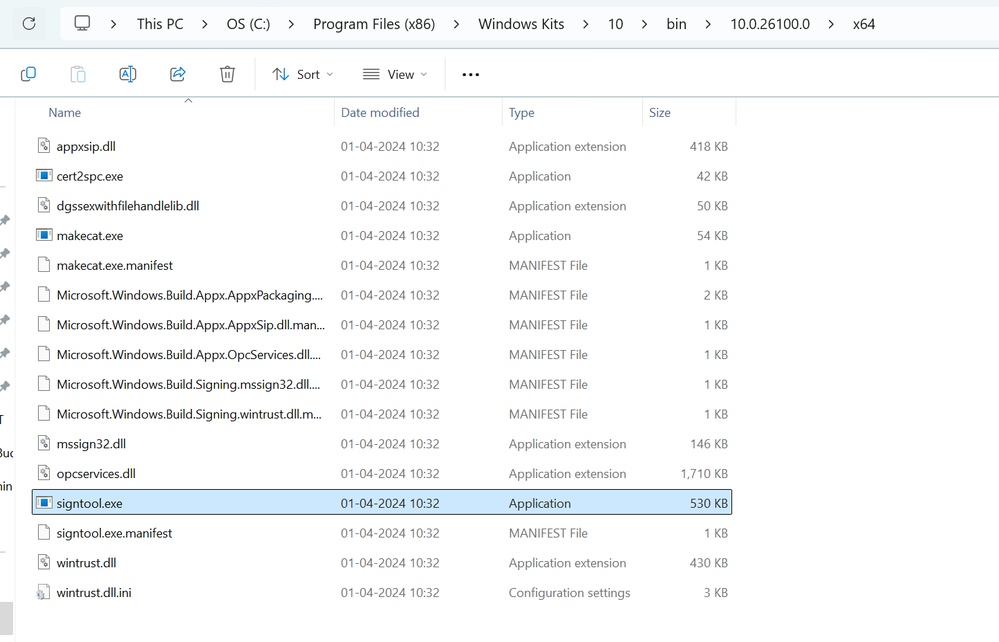 Signtool exe location output